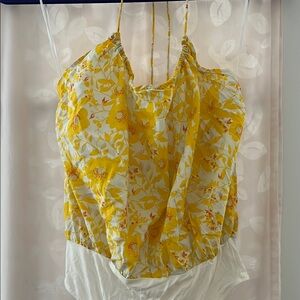 Floral Yellow and White Free People Women's Blouse/Leotard